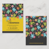 レトロカラフルおもしろいかわいい男の子のエイリアンパターン 名刺 (正面/裏面)