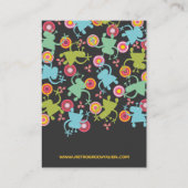 レトロカラフルおもしろいかわいい男の子のエイリアンパターン 名刺 (裏面)