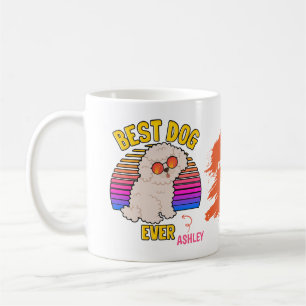 レトロカラフルおもしろいプードル コーヒーマグカップ