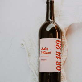 レトロカラフルとはっきりした結婚の ワインラベル