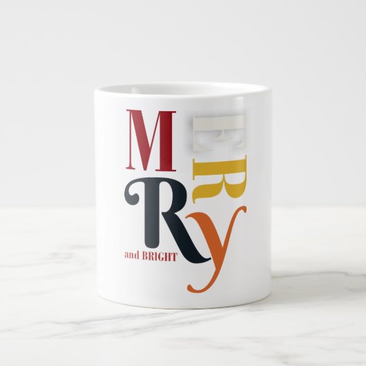 レトロカラフルとブライトメリーヴィンテージクリスマス ジャンボコーヒーマグカップ (正面)