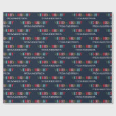 レトロカラフルと明るいメリー家族のクリスマス ラッピングペーパー (フラット)