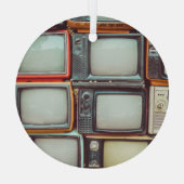 レトロカラフルなテレビの杭、ヴィンテージ。 ガラスオーナメント (裏面)