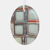 レトロカラフルなテレビの杭、ヴィンテージ。 ガラスオーナメント (正面左)