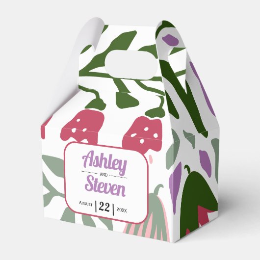 レトロカラフルな民俗の花のフローラ結婚 フェイバーボックス (正面サイド)