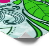 レトロカラフルな花と渦巻き。 ポスター (角)