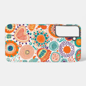 レトロカラフルな花の模様3a samsung galaxyケース (裏面横)