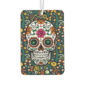 レトロカラフルな花柄と砂糖スカル カーエアーフレッシュナー (裏面)