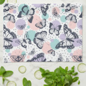 レトロカラフルな蝶のパターン。 キッチンタオル (折り畳み)