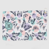 レトロカラフルな蝶のパターン。 ゴルフタオル (横)