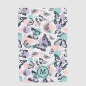 レトロカラフルな蝶のパターン。 ゴルフタオル (正面)