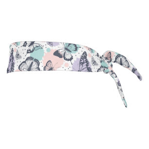 レトロカラフルな蝶のパターン。 タイヘッドバンド