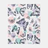 レトロカラフルな蝶のパターン。 フリースブランケット (正面)