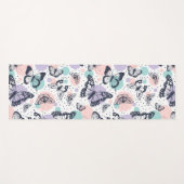 レトロカラフルな蝶のパターン。 ヨガマット (正面(横))