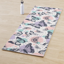 レトロカラフルな蝶のパターン。 ヨガマット