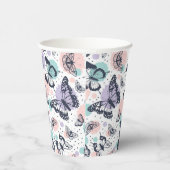 レトロカラフルな蝶のパターン。 紙コップ (右)
