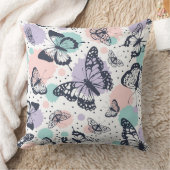 レトロカラフルな蝶の模様 クッション (ブランケット)