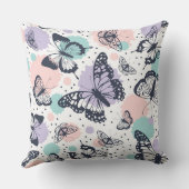 レトロカラフルな蝶の模様 クッション (裏面)