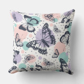 レトロカラフルな蝶の模様 クッション (正面)