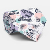 レトロカラフルな蝶の模様 ネクタイ (ロール)