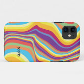 レトロカラフルの反ストライプりパーソナライズされた Case-Mate iPhoneケース (裏面(横))