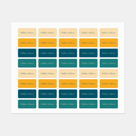 レトロカラフルの子供の名前ラベル ラベル