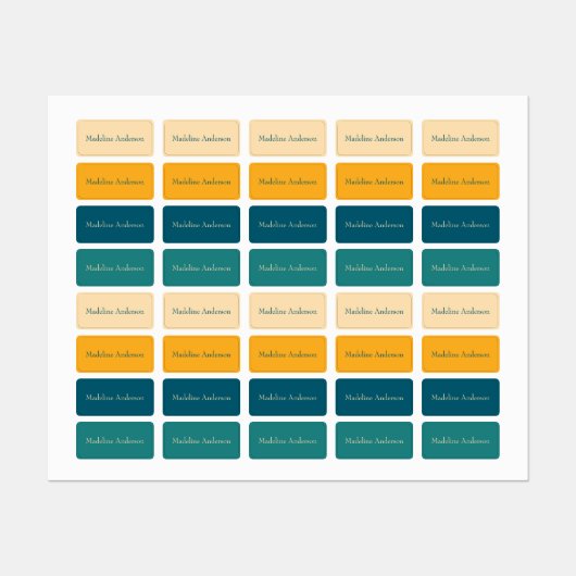 レトロカラフルの子供の名前ラベル ラベル (シート)