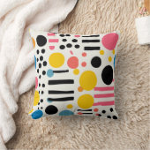 レトロカラフルの点と線 クッション (ブランケット)