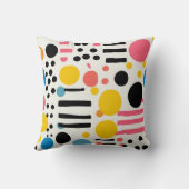 レトロカラフルの点と線 クッション (裏面)