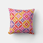 レトロカラフルの花がミッドセンチュリーサークル クッション (正面)