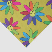 レトロカラフルの花と幸せな顔パターン 薄葉紙 (詳細)