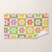 レトロカラフルの花の模様 バスタオルセット (ハンドタオル)