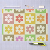 レトロカラフルの花の模様 薄葉紙 (クラフト)