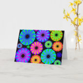レトロカラフルの花模様（黒地） カード (黄色い花)