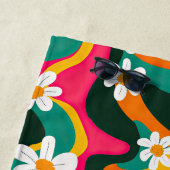 レトロカラフルの花70sヒッピー柄 ビーチタオル (インサイチュ)