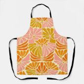 レトロカラフルの花 エプロン (正面)