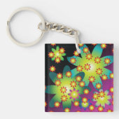 レトロカラフルの花 キーホルダー (正面)