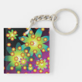 レトロカラフルの花 キーホルダー (裏面)