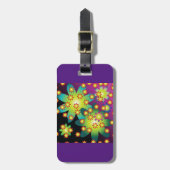 レトロカラフルの花 ラゲッジタグ (正面縦)