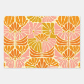 レトロカラフルの花 ラッピングペーパーシート (正面3)