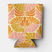 レトロカラフルの花 缶クーラー (正面)