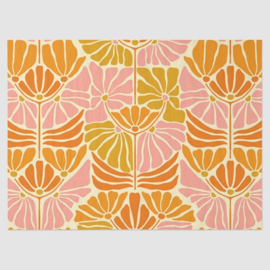 レトロカラフルの花 薄葉紙 (正面)