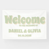 レトロカラフルのGroovy波形ボ結婚ホの座席図 横断幕 (横)