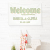 レトロカラフルのGroovy波形ボ結婚ホの座席図 横断幕 (インサイチュ)