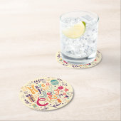 レトロカラフルはクリスマスが短いすてき ラウンドペーパーコースター (インサイチュ)