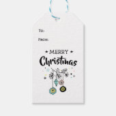 レトロカラフルぶら下がったのクリスマスオーナメント ギフトタグ (正面)