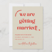 レトロカラフルをテーマに日付を保存 招待状 (正面)