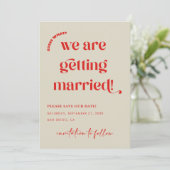 レトロカラフルをテーマに日付を保存 招待状 (スタンド正面)