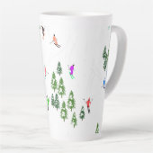 レトロカラフルアルパインスキーヤーイラストレーション カフェラテマグ (右アングル)