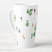 レトロカラフルアルパインスキーヤーイラストレーション カフェラテマグ (左アングル)